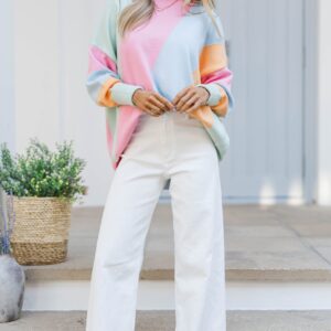 Alternative view of A Perfect Love Light Blue Colorblock Sweater