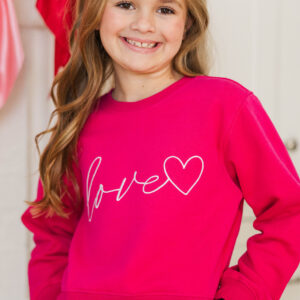 Love You Lots Fuchsia Embroidered Sweatshirt
