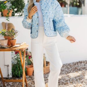 Alternative view of Just So You Blue Toile Quilted Jacket