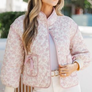 Just So You Pink Toile Quilted Jacket