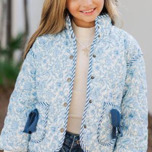 Just So You Blue Toile Quilted Jacket