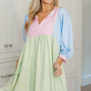 Through The Years Multicolor Striped Babydoll Dress
