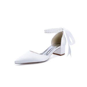 Alternative view of Pointed Toe Double Pearl Ankle Strap Party Shoes With Ribbon Tie