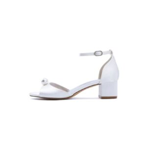 Alternative view of Satin Low-Heel Sandals With Pearl Accent And Ankle Strap