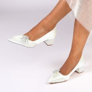 Alternative view of Satin Pointed Toe Slip-On Party Shoes With Crystal