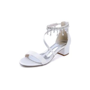 Strappy Heeled Sandals With Pearl And Crystal Embellishments