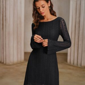 Black Lace Textured Mini Dress