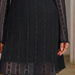 Alternative view of Black Lace Textured Mini Dress